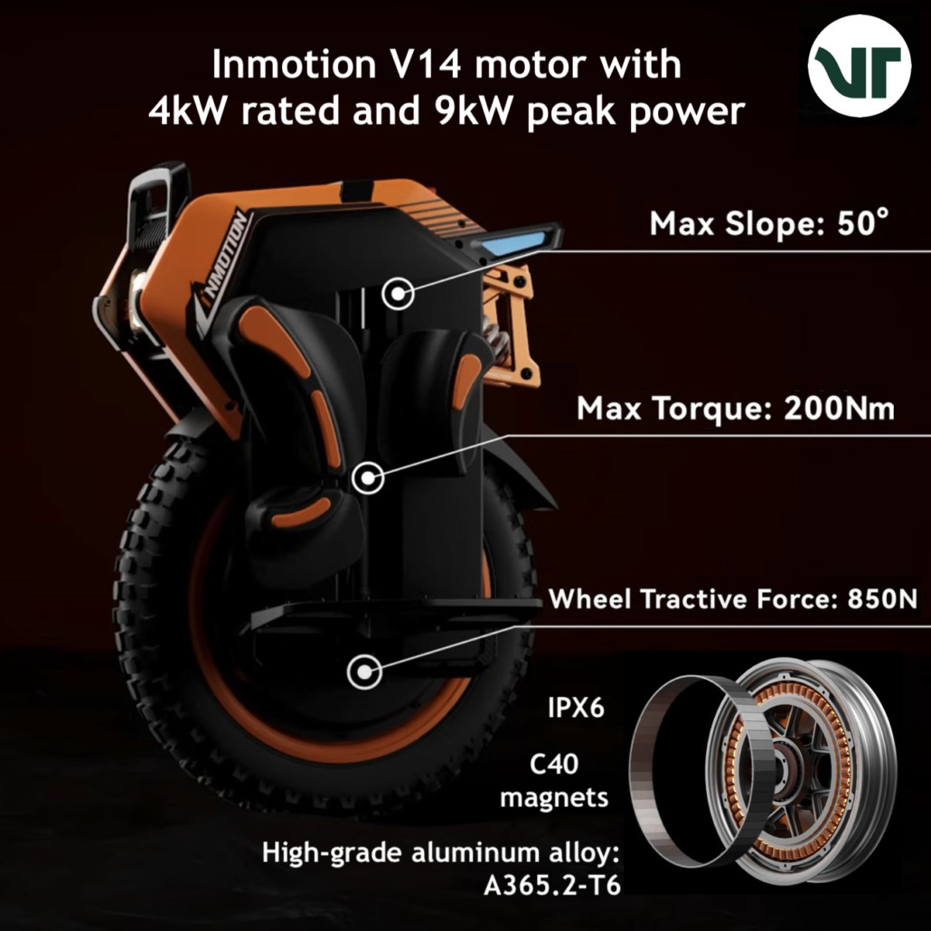 Inmotion V14 motor power and torque