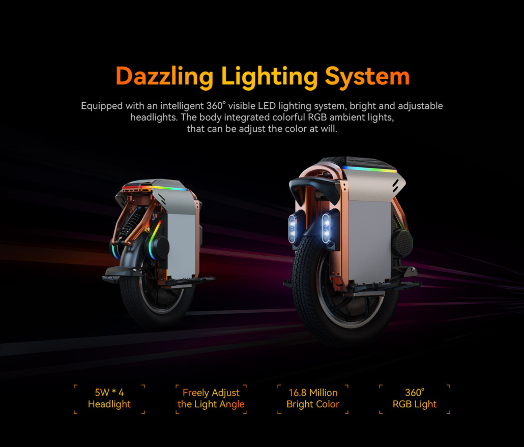 Electric unicycle kingsong-s16-pro lights