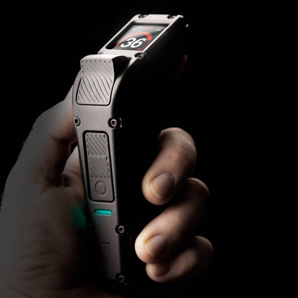 Phaze remote control for Evolve GTR 2 Bamboo All Terrain electric skateboard with LCD screen displaying speed