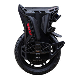 Sivukuva Begode ET Max 50S -sähköyksipyörästä, jossa näkyvät sen tukeva runko, polkimet ja tyylikäs muotoilu.