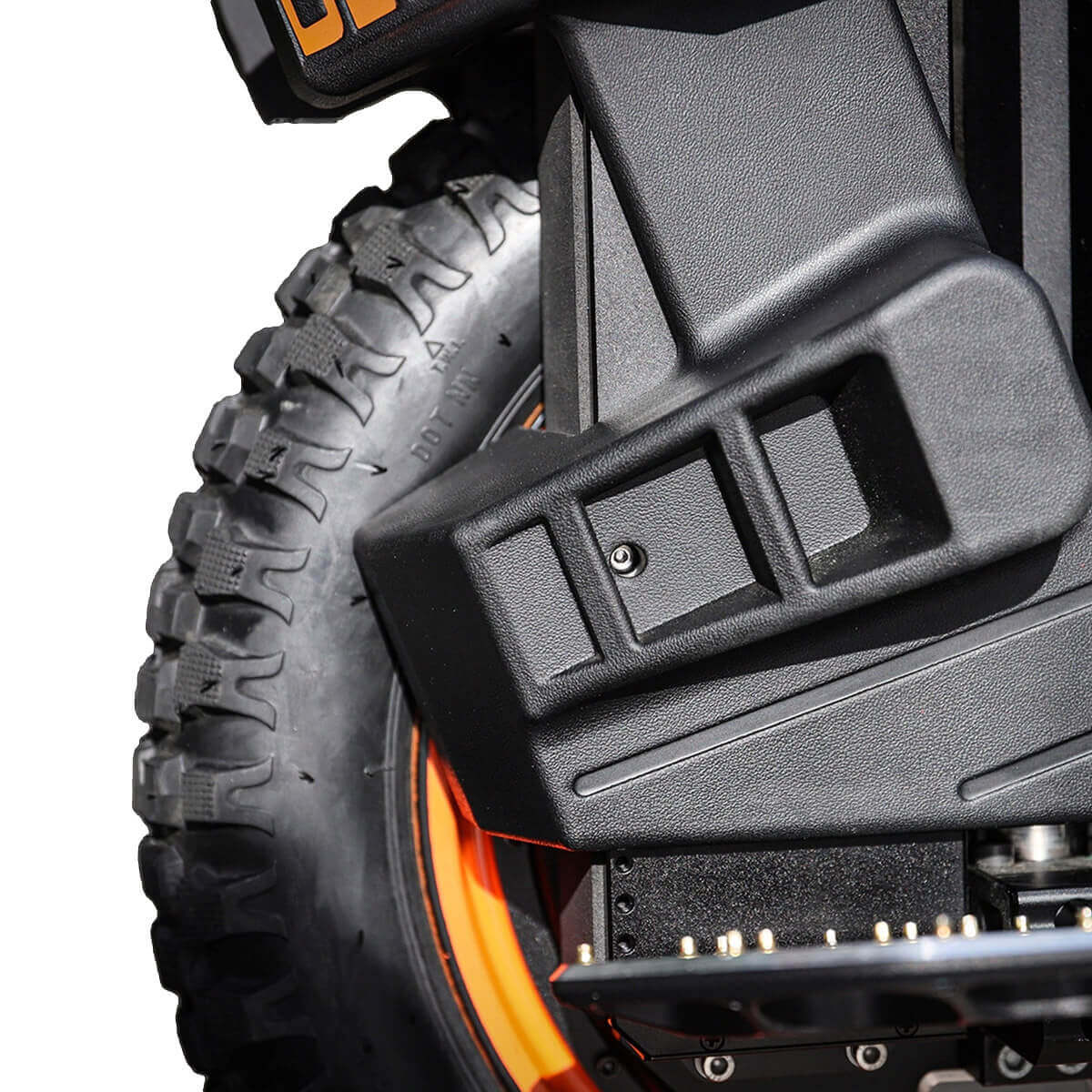 Close-up view of electric unicycle begode extreme adjustable side pads