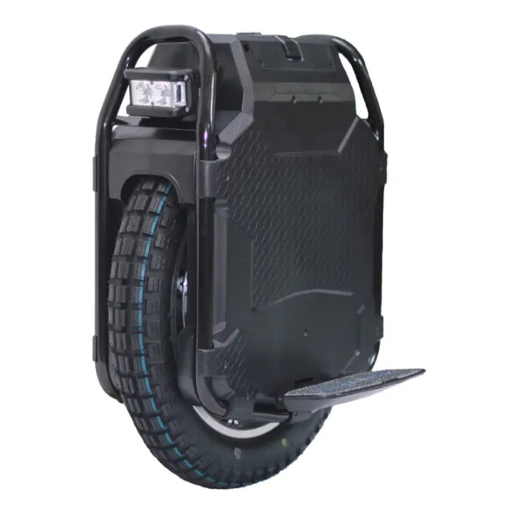 Veteran Sherman Max electric unicycle product close-up with rugged off-road tire and metal crash bars