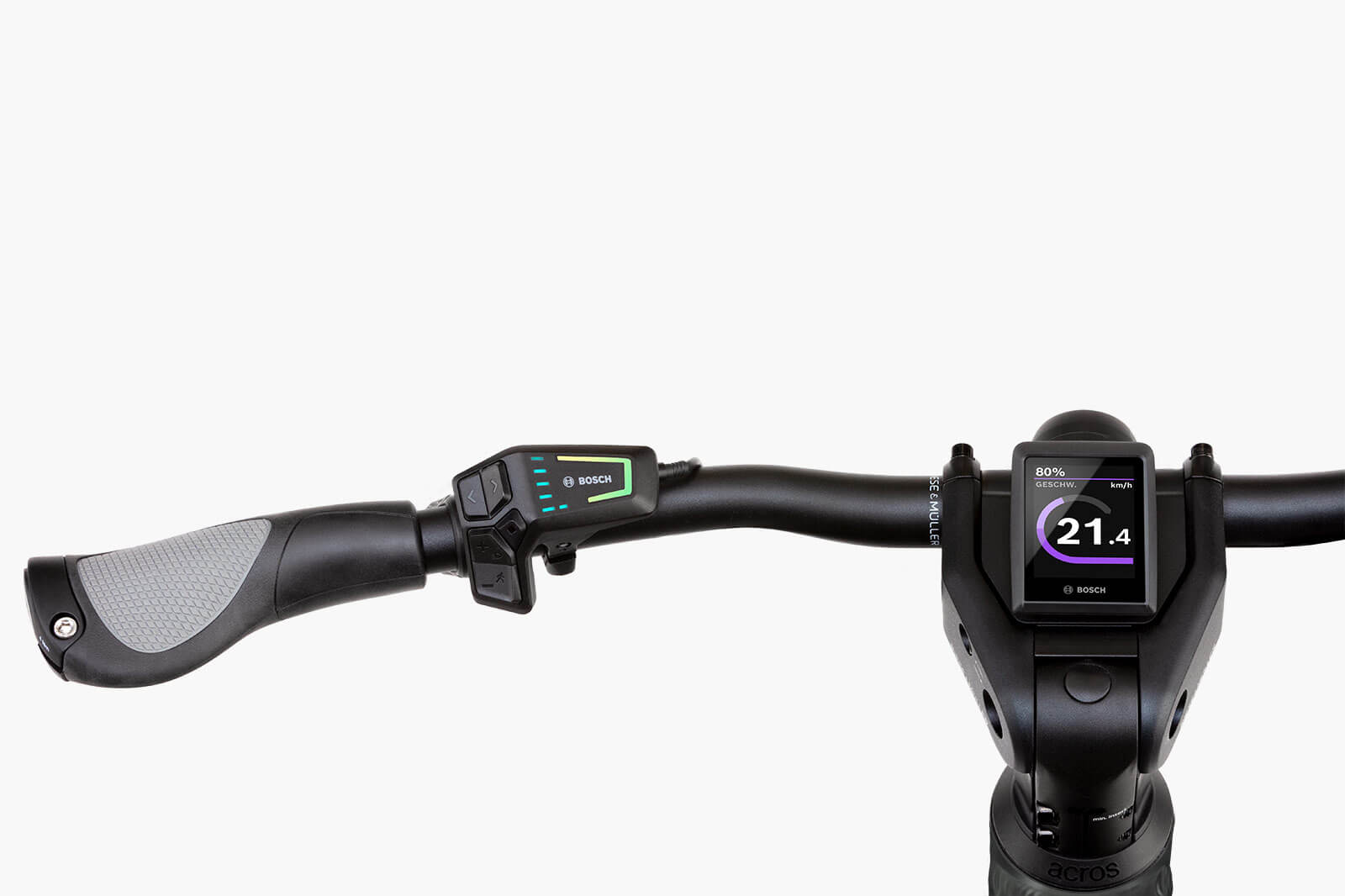 Handlebar controls of Riese & Müller Nevo 4 electric bike with Bosch display and buttons