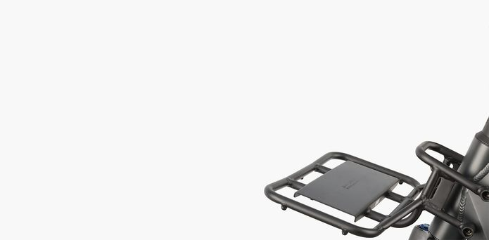 Close-up of Riese & Müller Nevo 4 electric bike rear rack in black