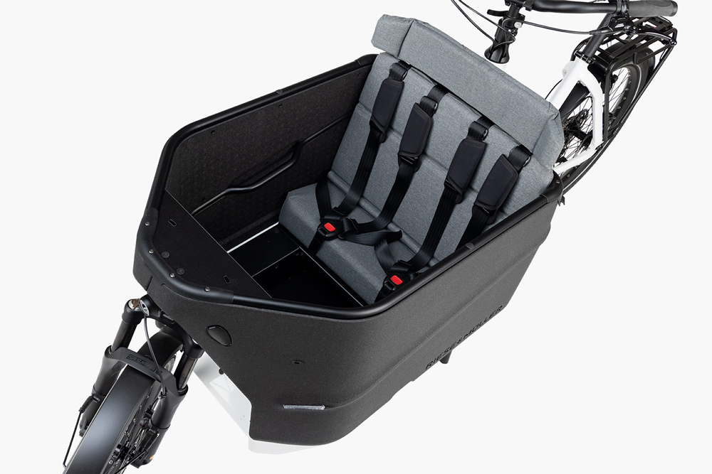 Close-up of the Riese & Müller Packster 70 Touring cargo area with seat belts