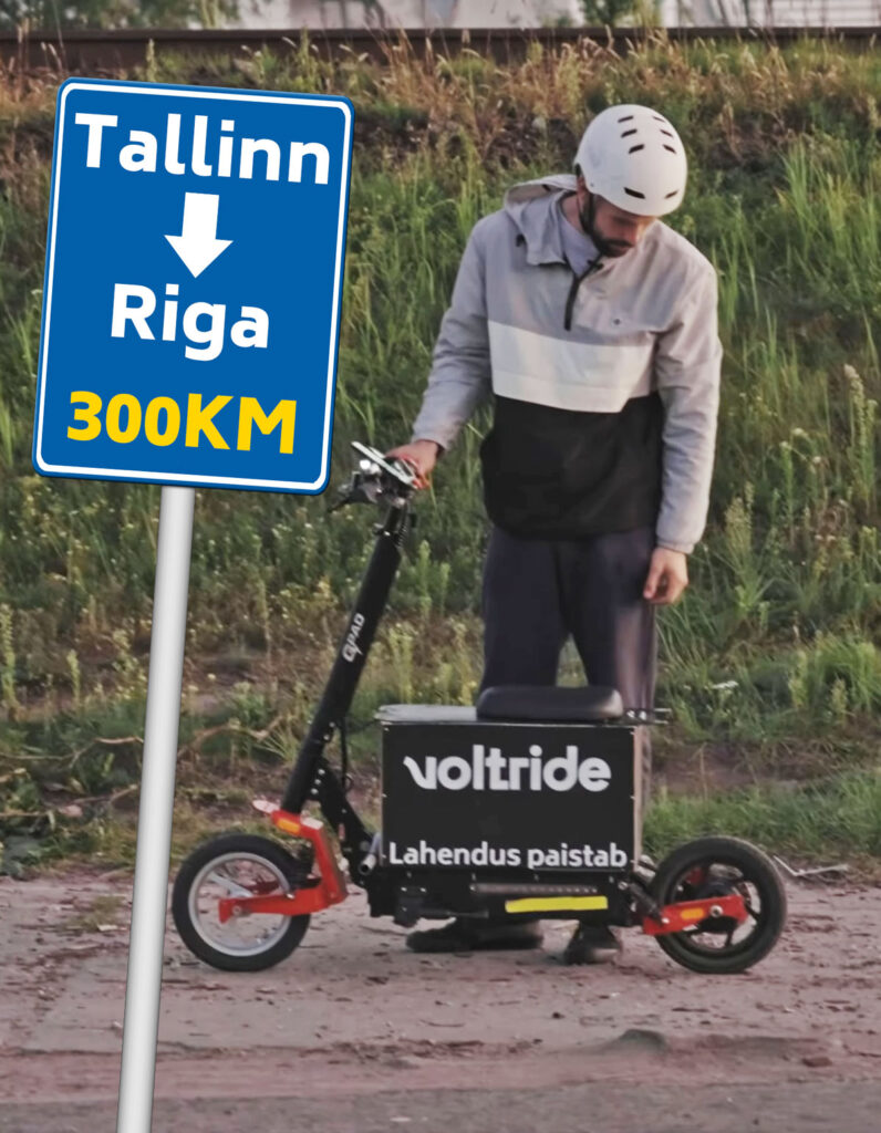 Video of us riding a DIY electric scooter from Tallinn to Riga