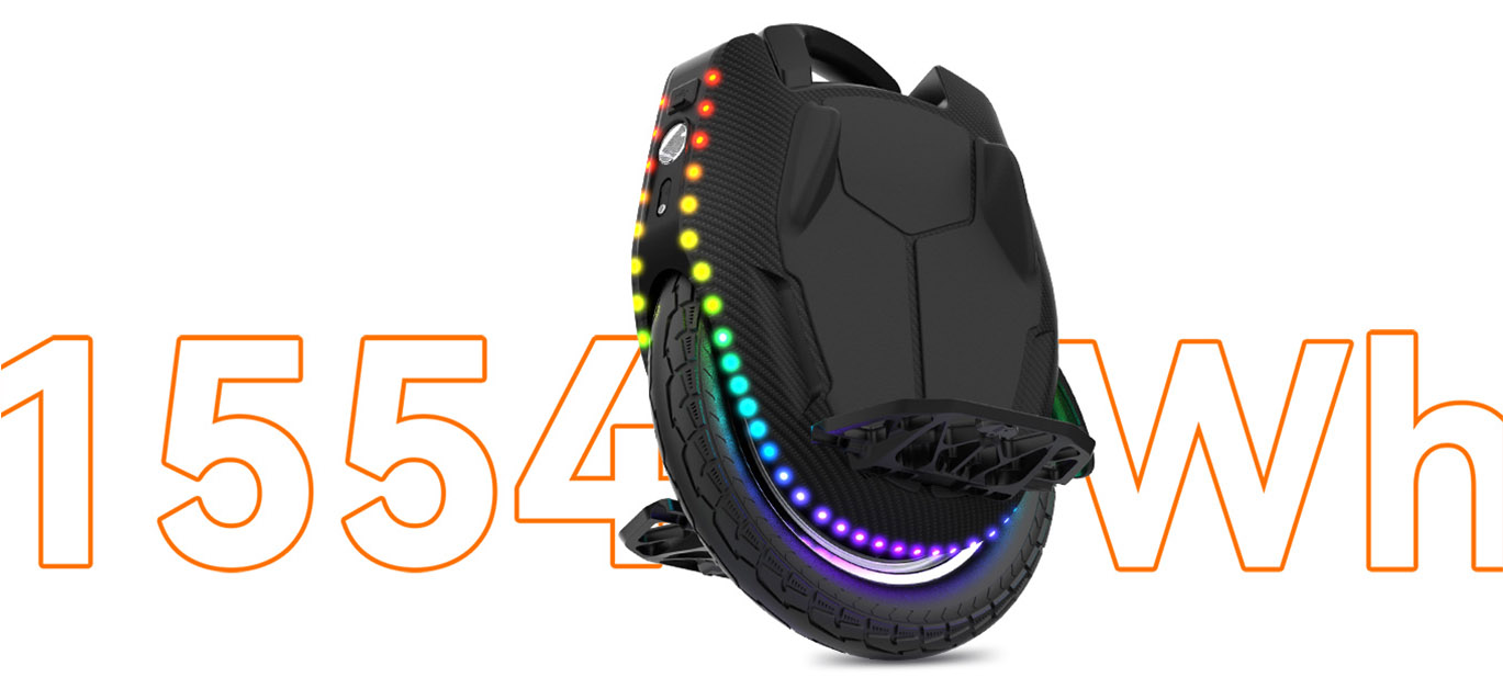 Electric unicycle Kingsong KS-16X 1554 wh Kingsong KS-16X electric unicycle with 1554Wh battery capacity and vibrant LED lighting design