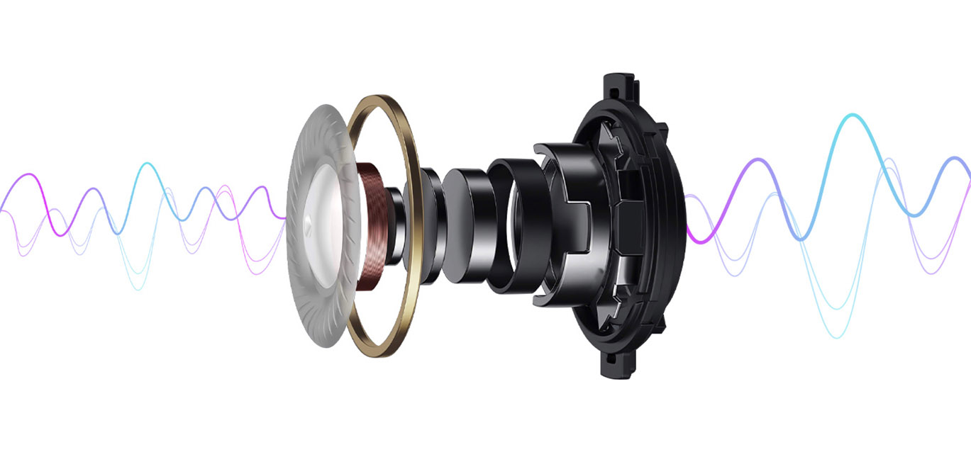 Electric unicycle Kingsong KS-16X sound Exploded view of Kingsong KS-16X integrated Bluetooth speaker system with sound wave illustration