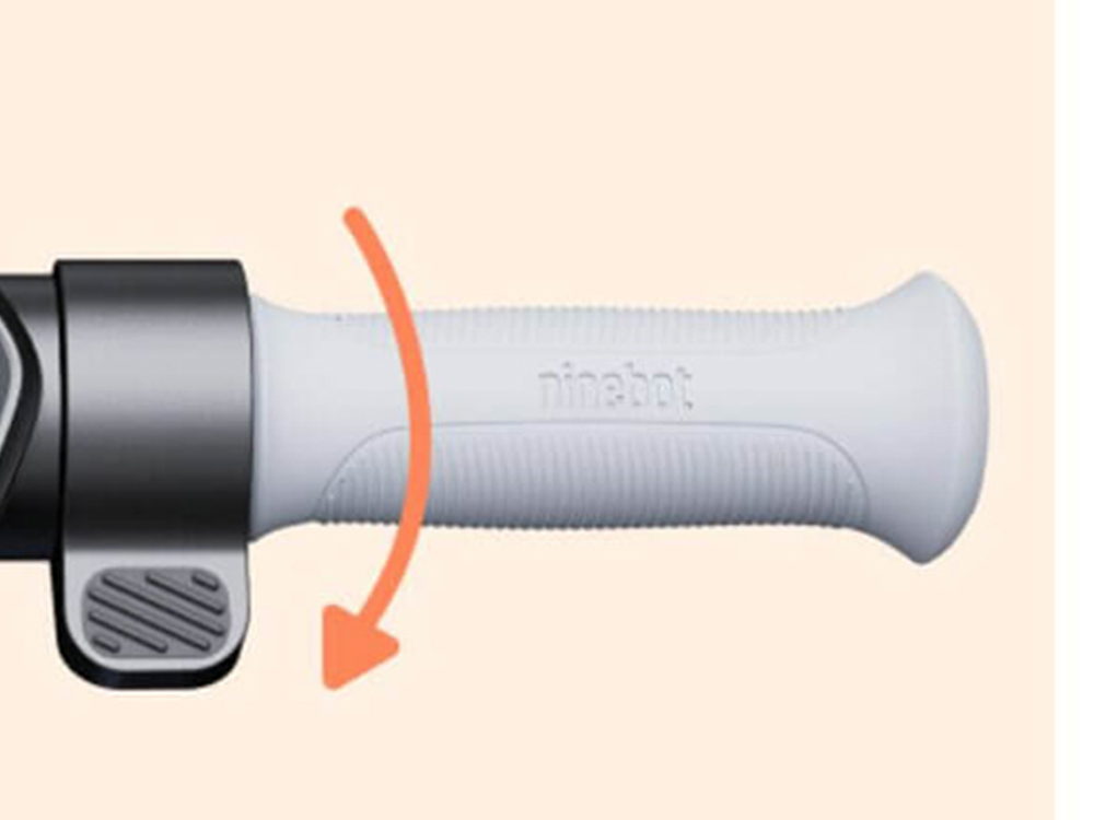 Close-up of the Segway-Ninebot C2 E electric scooter throttle lever.