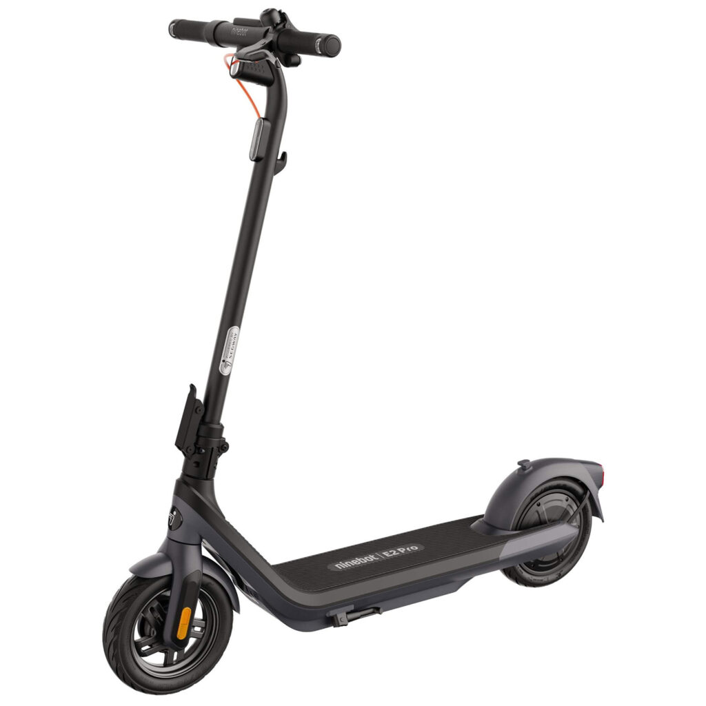 Front side angled view of the Segway-Ninebot E2 Pro E electric scooter.