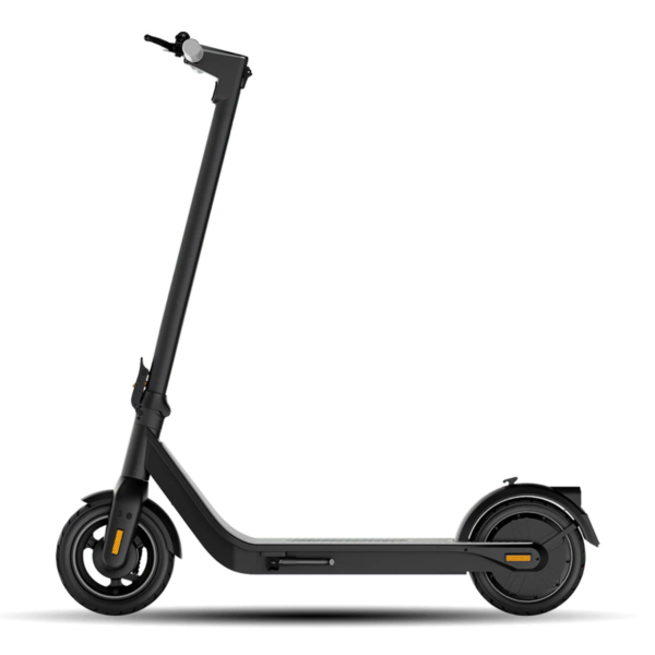 Electric scooter Inmotion Air left side profile showing sleek deck, rear suspension, and front LED light.
