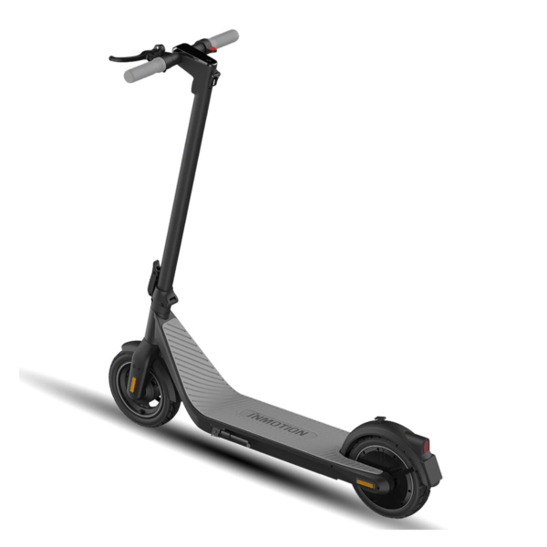 Electric scooter Inmotion Air rear view with visible taillight, wide rear fender, and rear tire with mudguard.