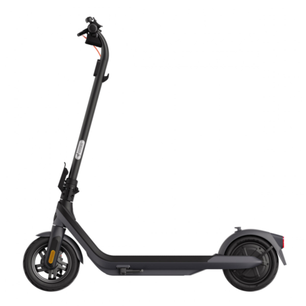 Right-side profile of Segway E2 Pro E electric scooter with wide deck and integrated rear motor.