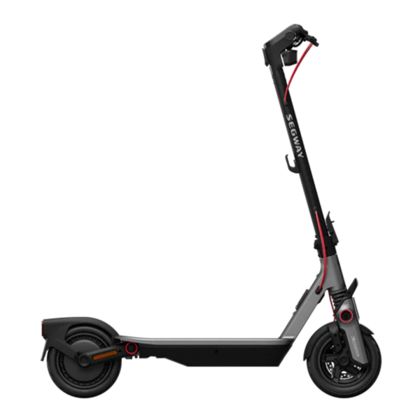 Right-side profile of Segway F3 Pro E electric scooter showing wide deck, rear disc brake, and sleek modern frame.