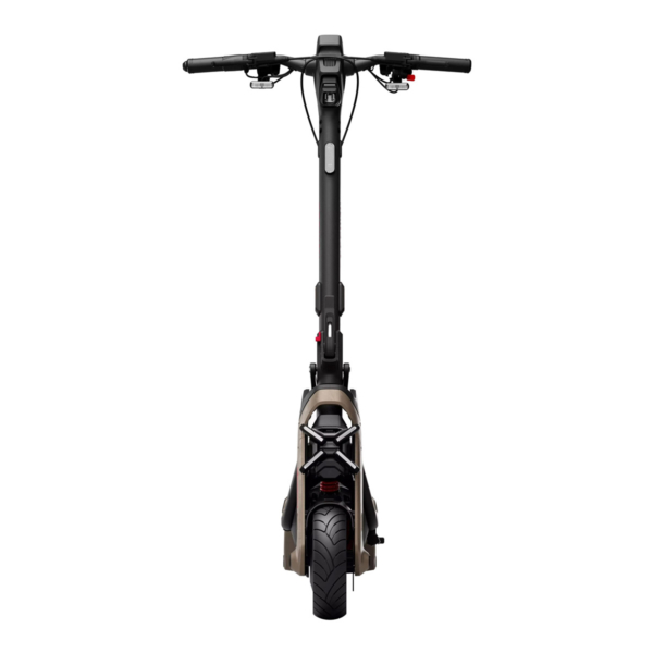 Front angle of Segway GT3 Pro – dual headlight design and suspension system highlighted.