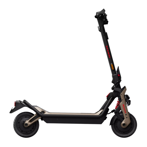 Segway GT3 Pro electric scooter right-side close-up – showing frame details and rugged tires.