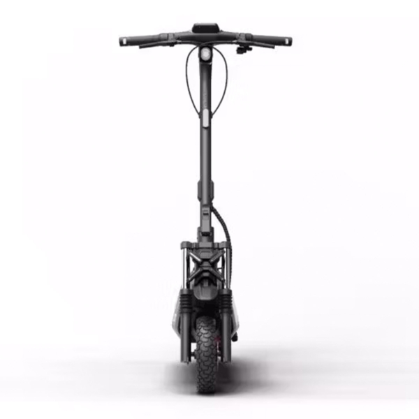 Front view of Segway ZT3 Pro electric scooter with rugged tire and dual suspension system.