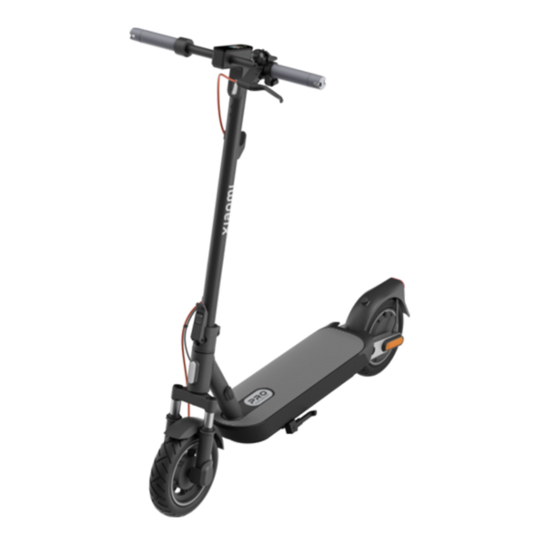 Xiaomi Electric Scooter 5 Pro angled view highlighting the full body design, wheels, and handlebar interface.