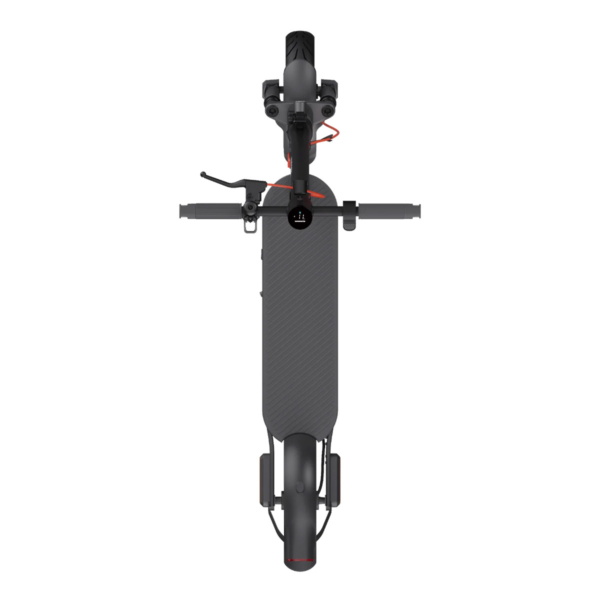 Top view of electric scooter Xiaomi 5 Elite showing deck texture, handlebar layout, and digital display.