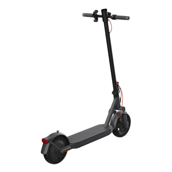 Rear diagonal view of Xiaomi 5 Elite electric scooter showing rear light, fender, and wheel motor.