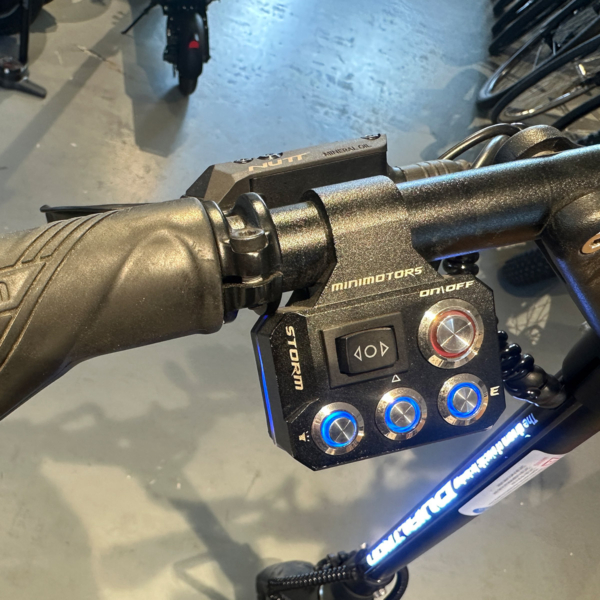 Used Dualtron Storm electric scooter handlebar showing throttle, controls, and display unit