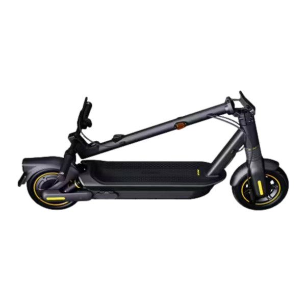 Folded Segway Max G2 electric scooter for compact storage or easy transport.
