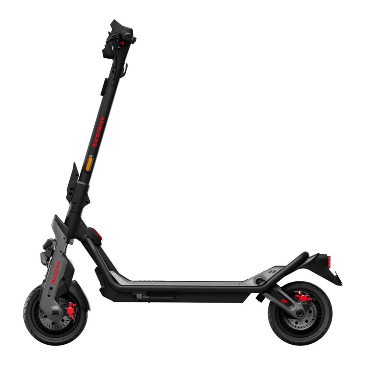 Electric scooter Segway GT3 viewed from the left side showing full frame and aggressive design.