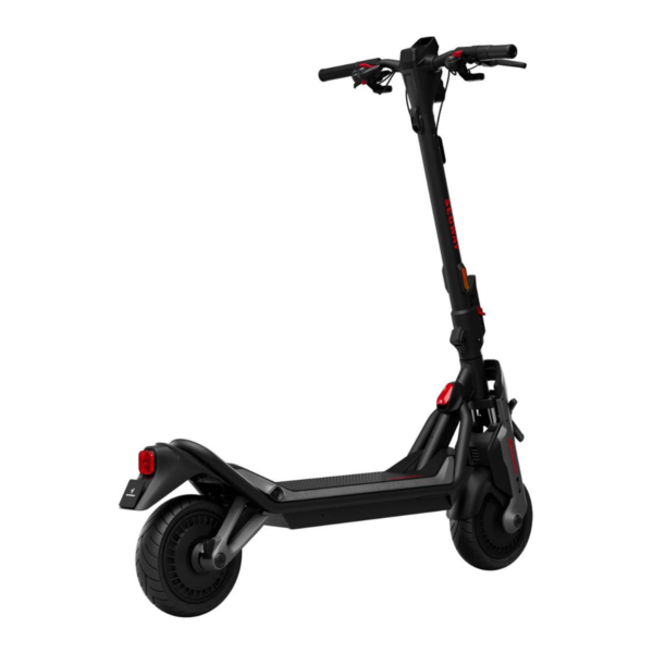 Rear right side view of Segway GT3 electric scooter highlighting dual suspension and LED tail light.