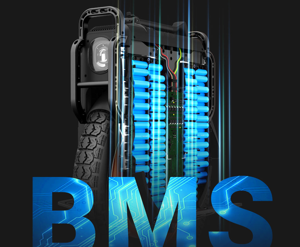 Inmotion V13 Challenger electric unicycle Smart BMS with integrated battery protection, voltage monitoring, and cooling system.