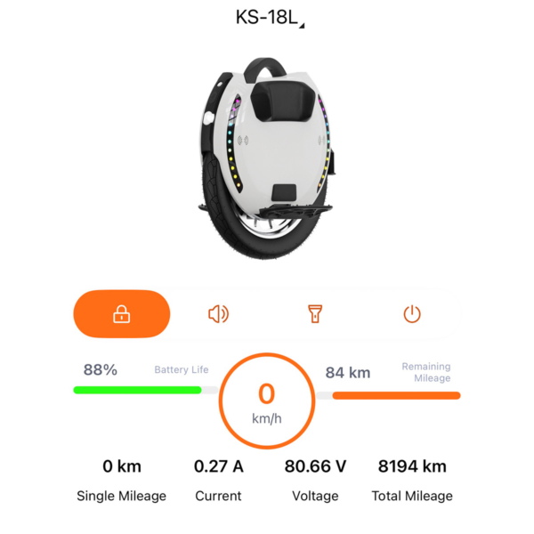Electric unicycle Kingsong 18L black used info