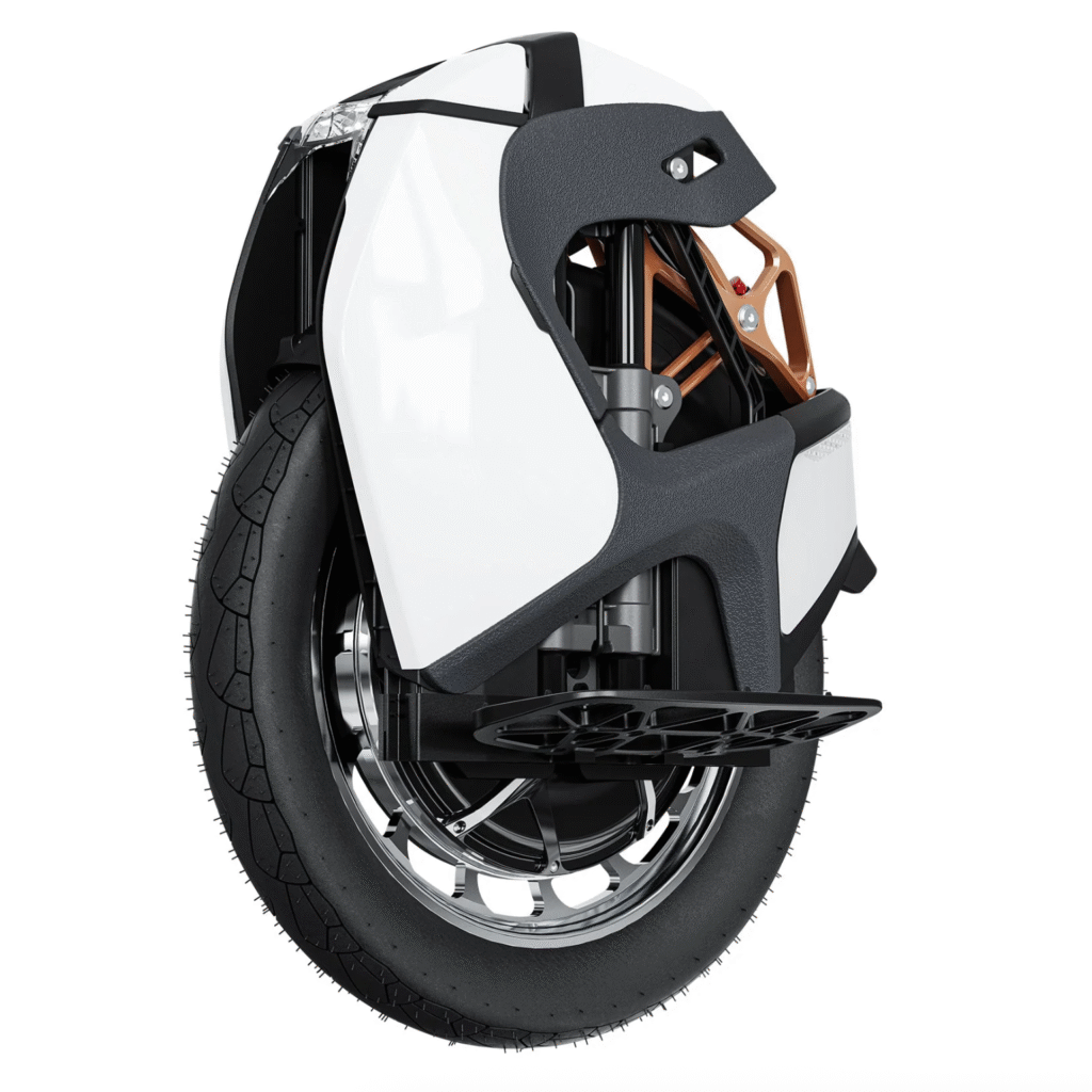 Valge KingSong S18 Pro+ üksratta eestvaates nurga alt