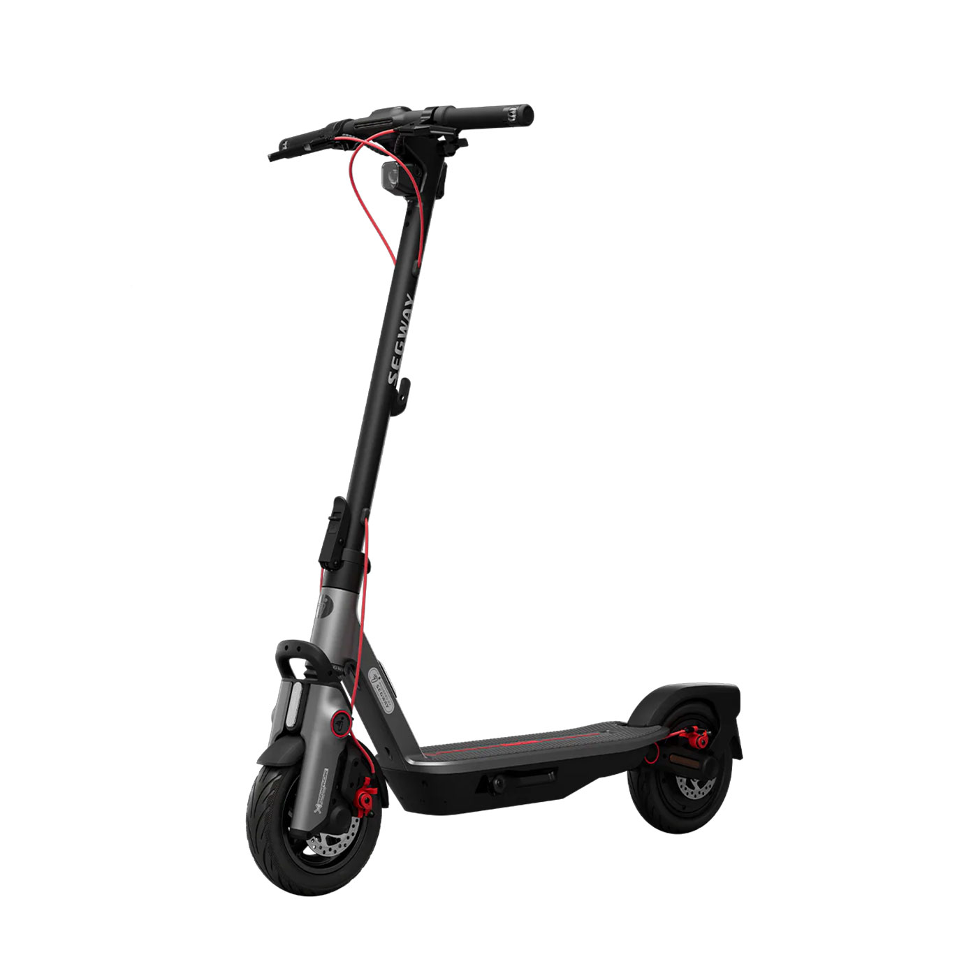 Segway-Ninebot F3 Pro E electric scooter left side angeled view Angeled left side view of the Segway Ninebot E3 Pro E scooter.