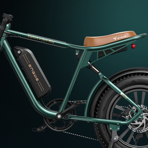 Side-view image of the Engwe M20 electric bike green frame