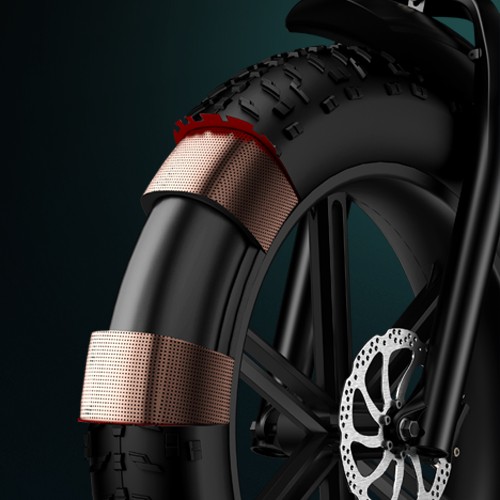 Close-up image of the Engwe M20 electric bike tires