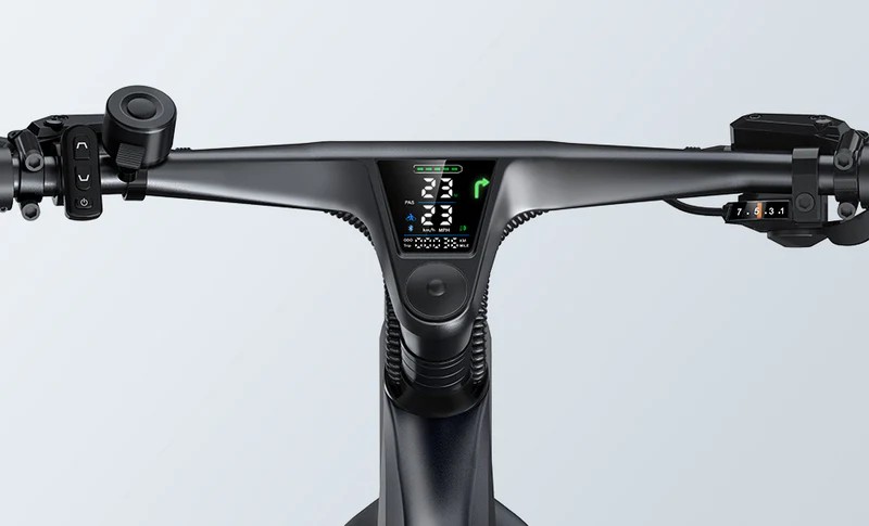 Close-up of the Engwe Mapfour N1 Pro electric bicycle's smartbar display.