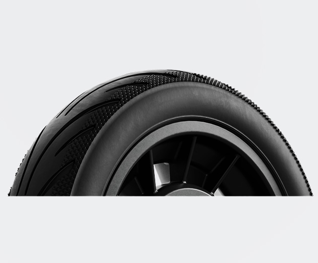 Illustrative image showing the Segway-Ninebot E3 Pro E electric scooter's tubeless tyre.