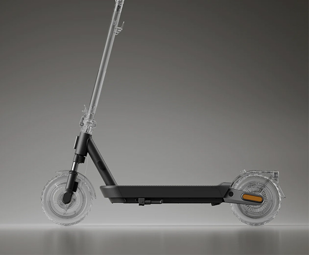 Illustrative image of the Xiaomi 5 Pro electric scooter's carbon steel frame.