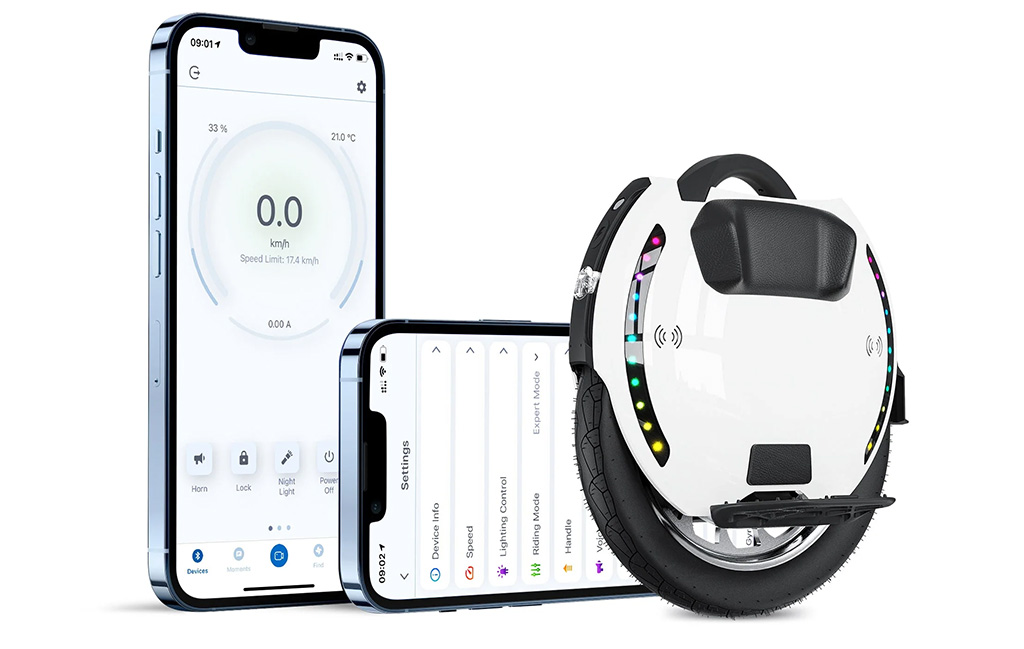 Kingsong KS-18XL app Illustrative image of the Kingsong KS-18XL electric unicycles app interface.