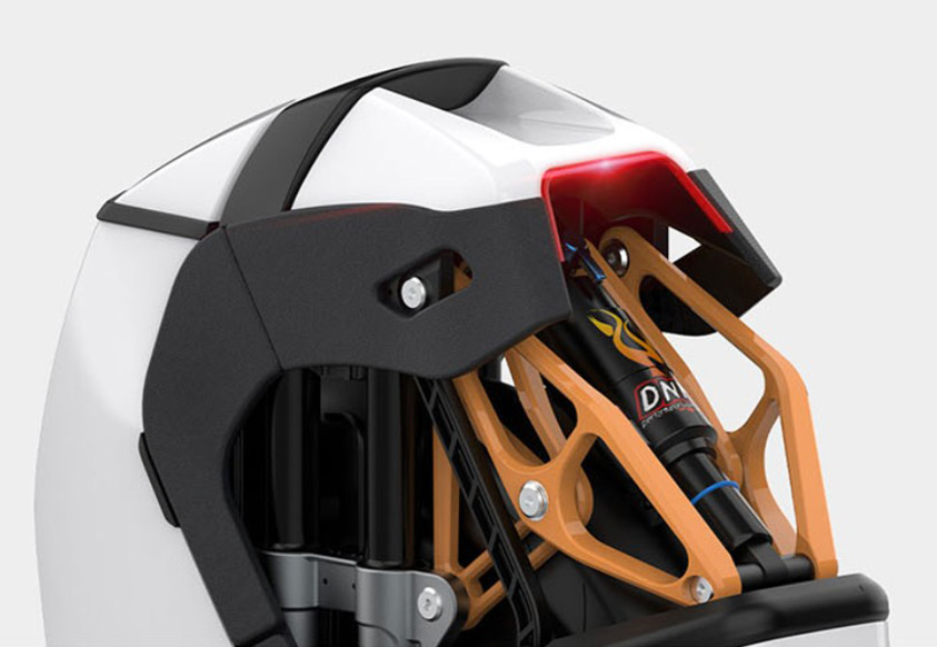 Close-up of the Kingsong S18 Pro+ electric unicycle's taillight.