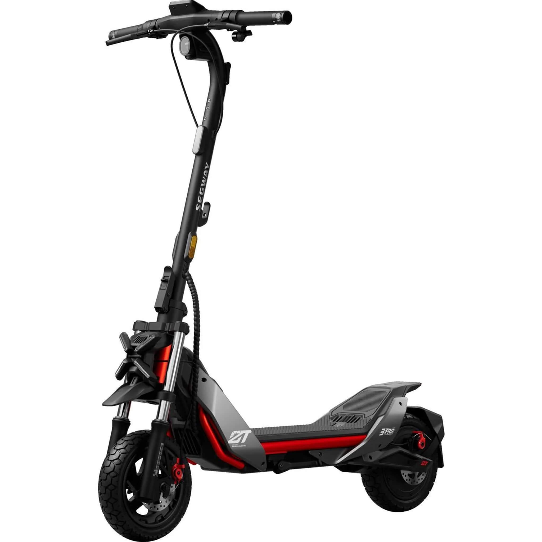 Segway-Ninebot ZT3 Pro E -sähköpotkulauta etuviistosta kuvattuna Etuviistosta kuvattu Segway-Ninebot ZT3 Pro E -sähköpotkulauta.