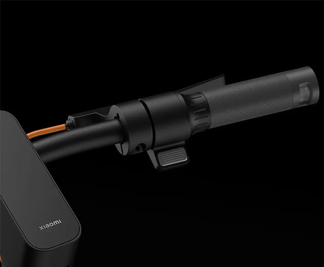 Close-up view of the Xiaomi Scooter 6 Pro electric scooter's throttle.