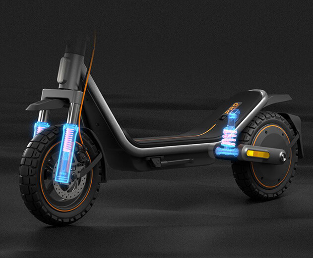 Illustrative image of the Xiaomi Scooter 6 Pro electric scooter's suspension system.