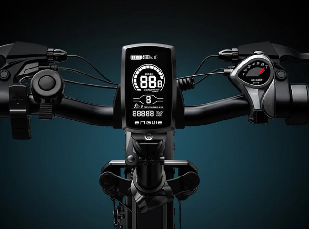 Close-up of the Engwe EP-2 Boost electric bicycle's display.