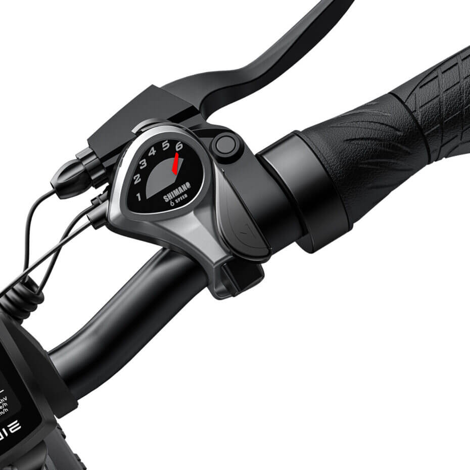 Close-up of the Engwe EP-2 Boost electric bicycle's Shimano gears.