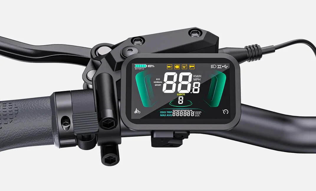 Close-up view of the Engwe Zip electric bike's LCD display.