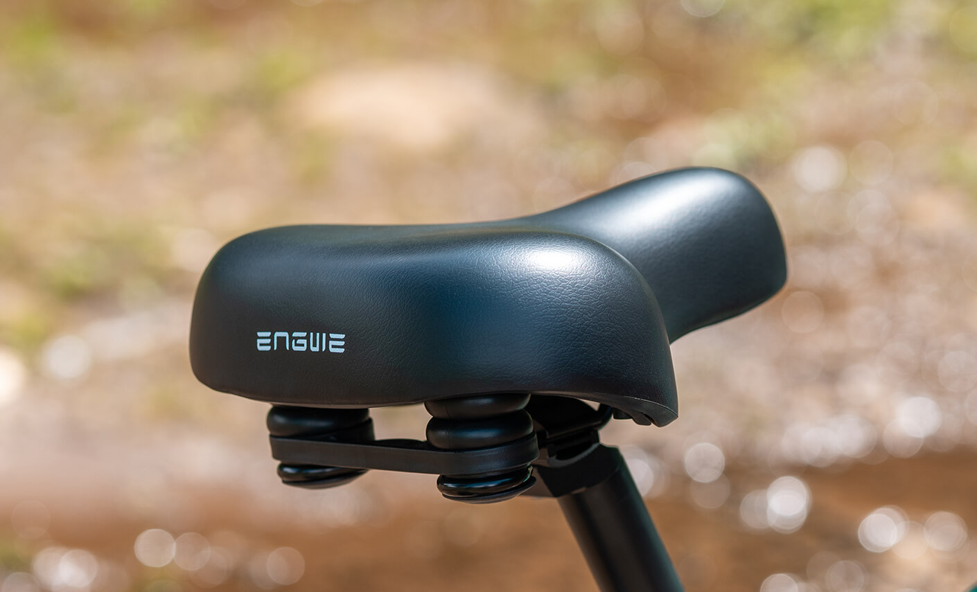 Close-up view of the Engwe EP-2 3.0 Boost electric bike's Ergonomic saddle.
