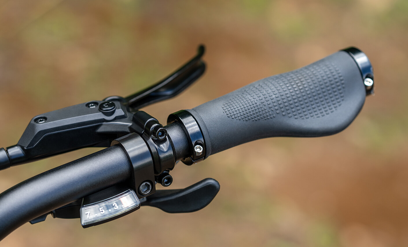 Close-up view of the Engwe EP-2 3.0 Boost forest green electric bike's hydraulic brakes.