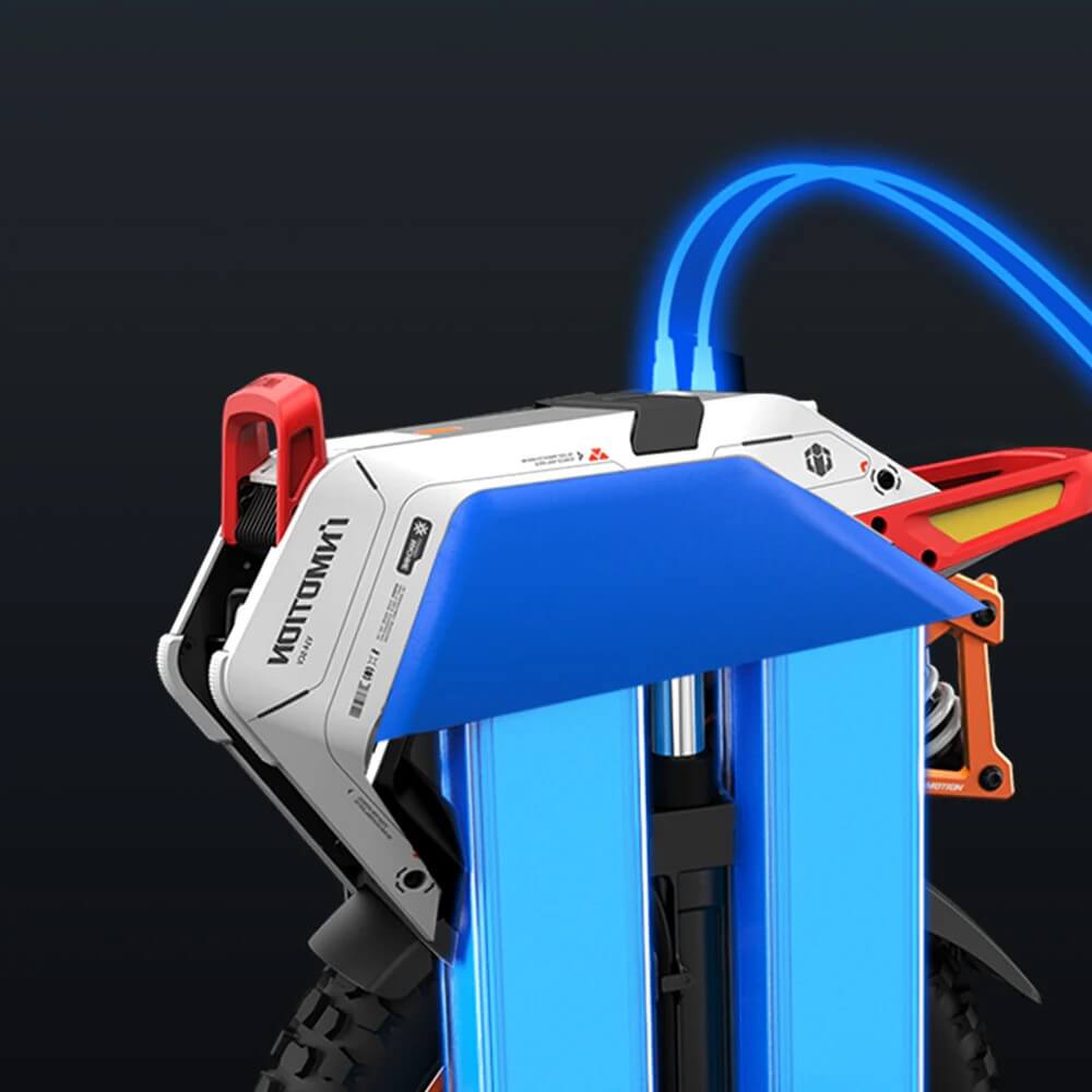 Illustrative image demonstrating the fast charging support of the InMotion V14 Pro electric unicycle.